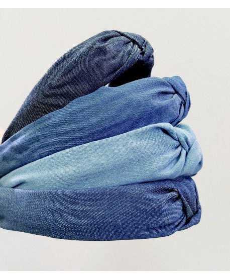 Opaska do włosów z węzełkiem jeansowa