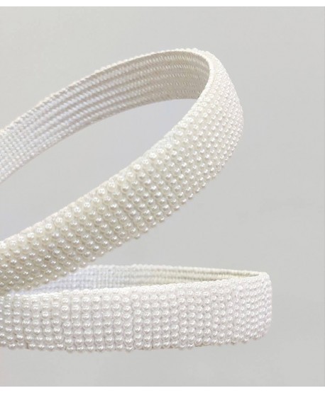 Opaska do włosów szeroka perełkowa biała ecru