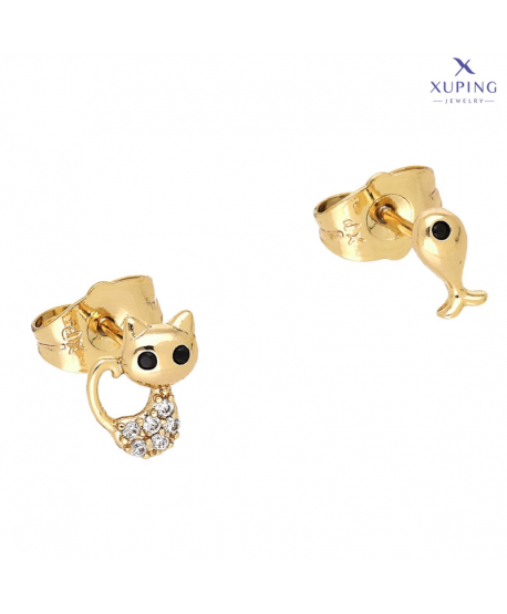 Kolczyki stal sztyfty kotek i rybka