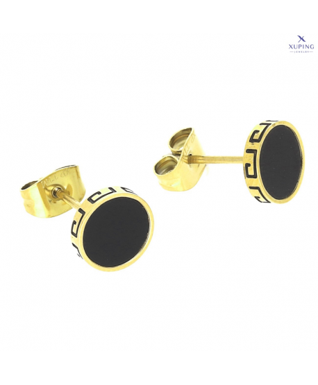 Kolczyki stal sztyfty czarne kółeczka z obwódką