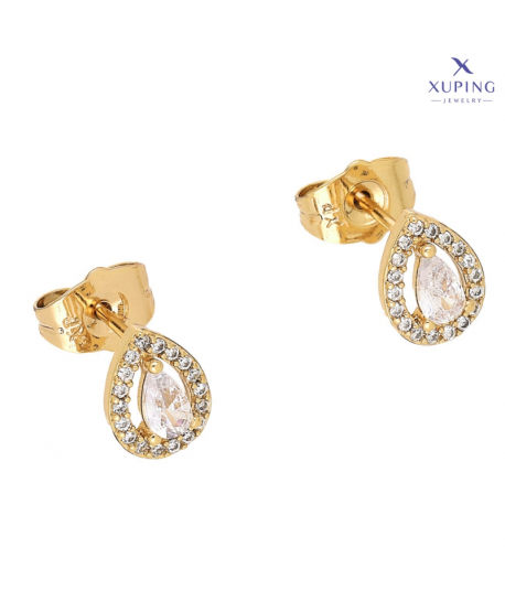 Kolczyki stal sztyfty cyrkoniowe łezki w obwódce