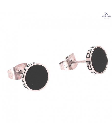 Kolczyki stal sztyfty czarne kółeczka z obwódką