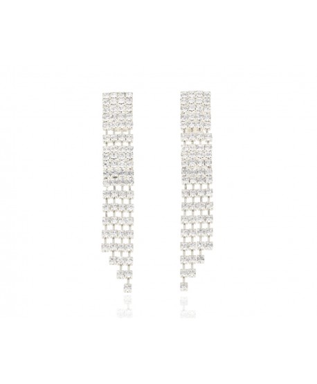 Klipsy długie dżetowe srebrne stopniowane