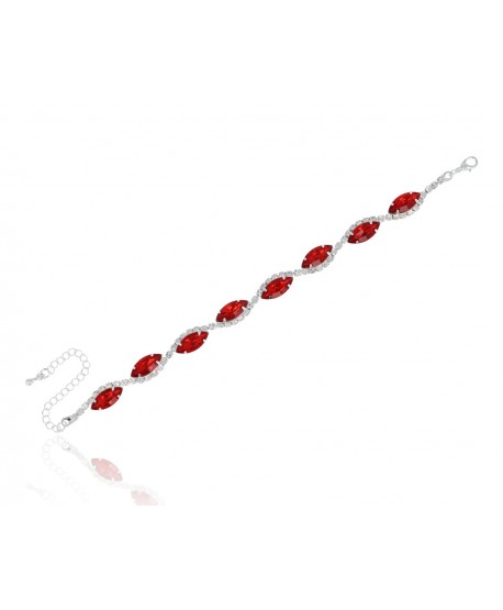 Bransoletka srebrna czerwona błyszczące łezki