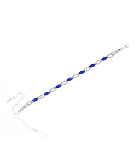 Bransoletka srebrna chabrowa błyszczące łezki