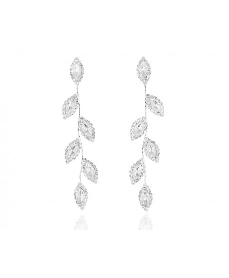 Kolczyki srebrne cyrkoniowe gałązki listków