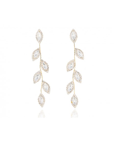 Kolczyki cyrkoniowe gałązki listków