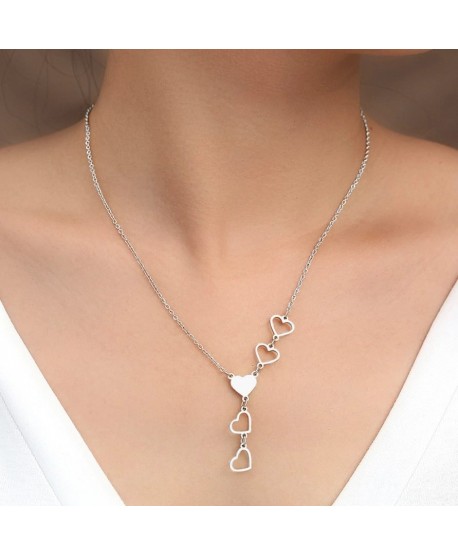 Naszyjnik stal srebrny serduszkowa krawatka