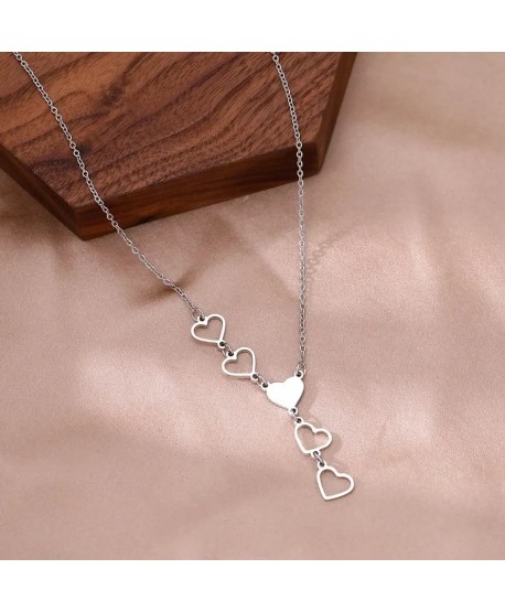 Naszyjnik stal srebrny serduszkowa krawatka