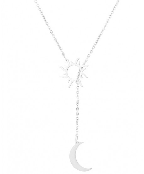 Naszyjnik stal srebrny krawatka księżyc i słońce