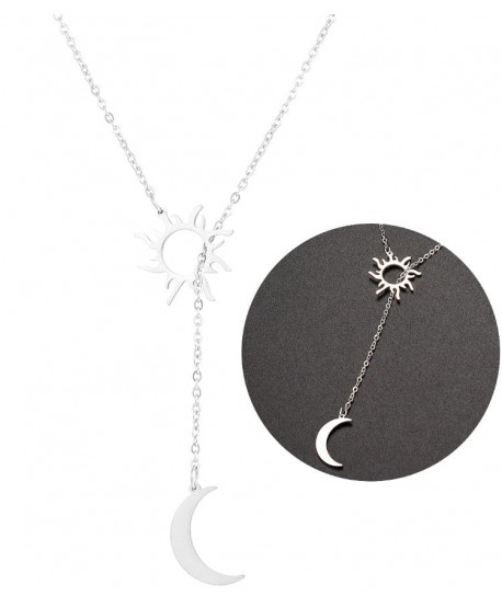 Naszyjnik stal srebrny krawatka księżyc i słońce