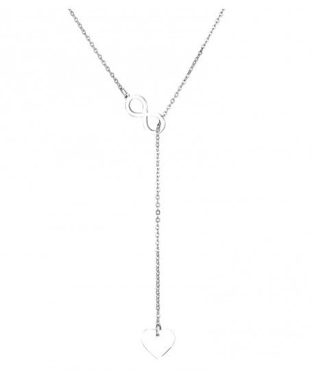 Naszyjnik stal srebrny krawatka nieskończoność i serce