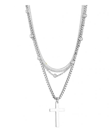 Naszyjnik stal srebrny potrójny żmijka krzyż