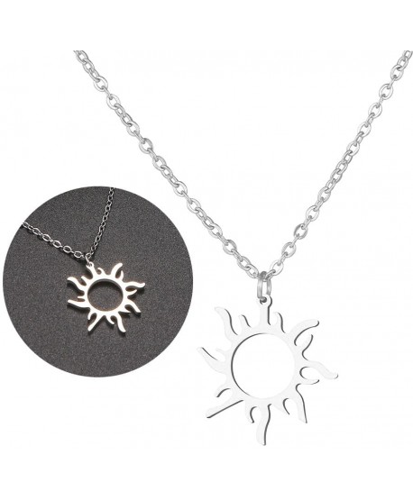 Naszyjnik stal srebrny słońce na łańcuszku