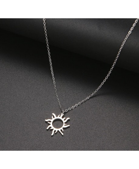 Naszyjnik stal srebrny słońce na łańcuszku