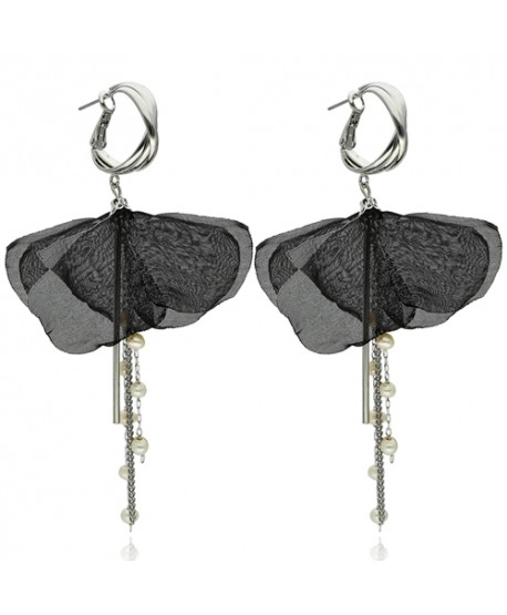 Kolczyki materiałowe jedwabne kwiaty na kółeczku