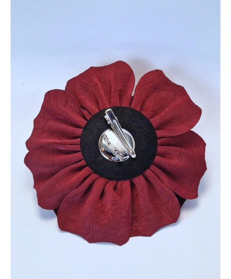 Broszka spinka duży bordowy kwiat