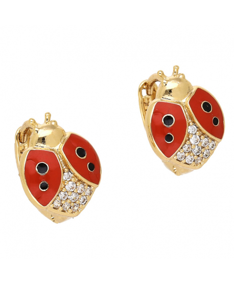 Kolczyki stal kółeczka z biedronką 1,2 cm