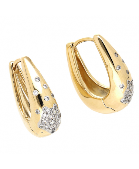 Kolczyki stal poszerzane kropelki z drobnymi cyrkoniami