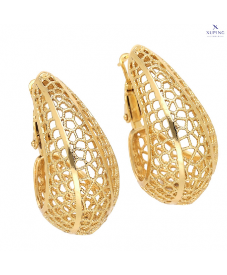 Kolczyki stal pękate ażurowe owale 3,4 cm