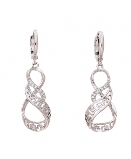 Kolczyki stal wiszące zawijasy z drogą grecką