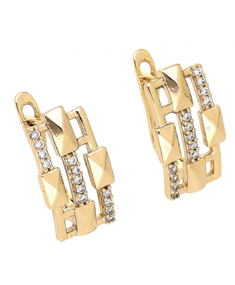 Kolczyki stal prostokąciki cyrkonie