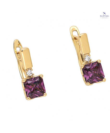 Kolczyki stal angielskie cyrkonia fiolet