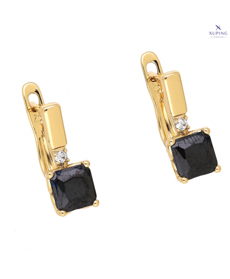 Kolczyki stal angielskie cyrkonia czarna