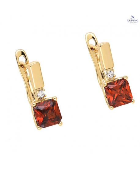 Kolczyki stal angielskie cyrkonia czerwień