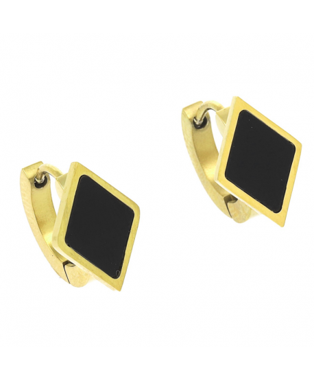 Kolczyki stal angielskie czarne romby