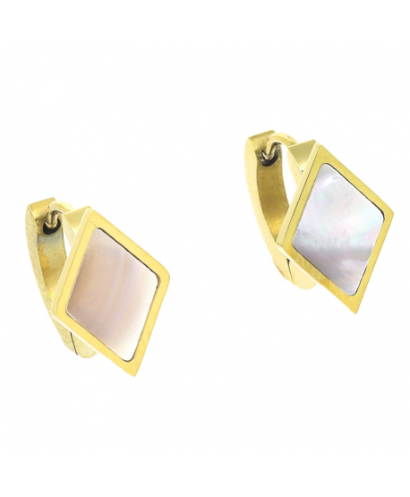 Kolczyki stal angielskie perłowe romby