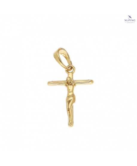 Krzyżyk stal złoty z wizerunkiem średni