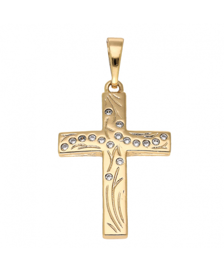 Krzyżyk stal złoty większy z cyrkoniami