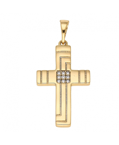 Krzyżyk stal złoty większy z cyrkoniami
