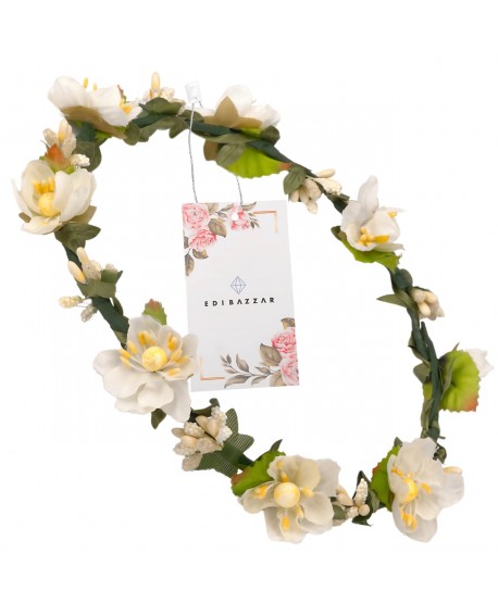 Wianek kwiatowy opaska z kwiatami boho kremowy