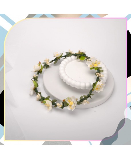 Wianek kwiatowy opaska z kwiatami boho kremowy