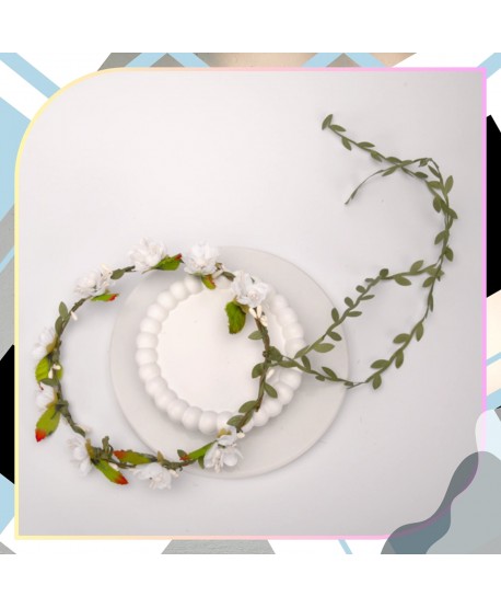 Wianek kwiatowy opaska z kwiatami boho biały