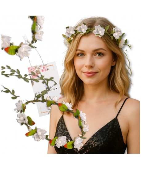 Wianek kwiatowy opaska z kwiatami boho biały