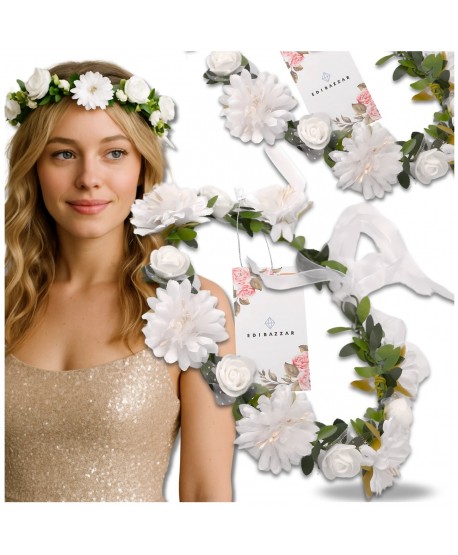Wianek kwiatowy opaska z kwiatami boho biały