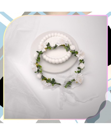 Wianek kwiatowy opaska z kwiatami boho biały