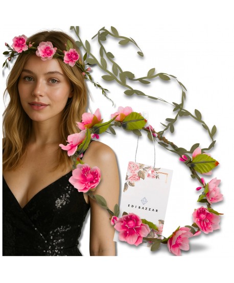 Wianek kwiatowy opaska z kwiatami boho różowy