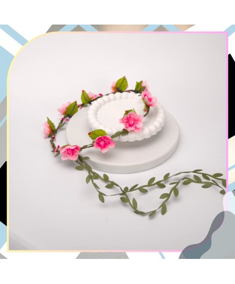 Wianek kwiatowy opaska z kwiatami boho różowy