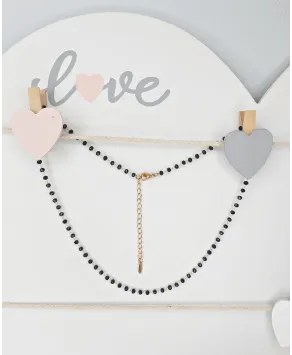 Naszyjnik stal czarne koraliki