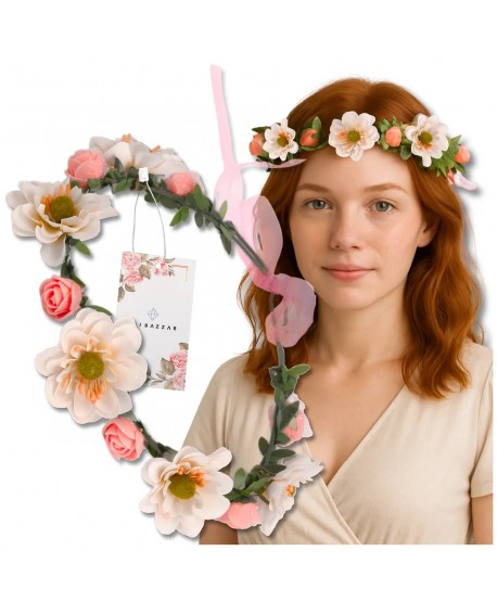 Wianek kwiatowy opaska z kwiatami boho biel róż