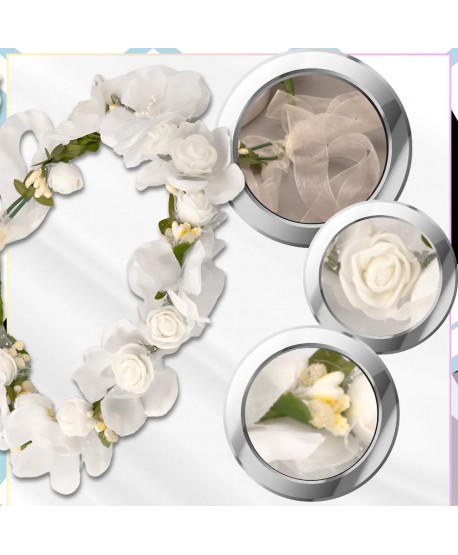 Wianek kwiatowy opaska z kwiatami boho biały