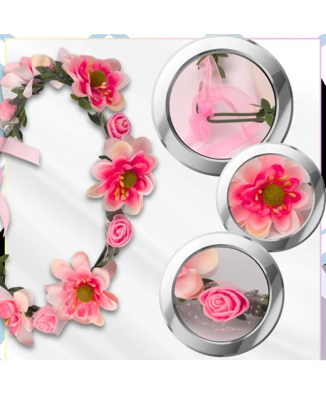 Wianek kwiatowy opaska z kwiatami boho róż