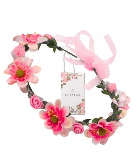 Wianek kwiatowy opaska z kwiatami boho róż