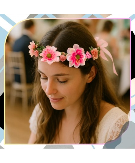 Wianek kwiatowy opaska z kwiatami boho róż