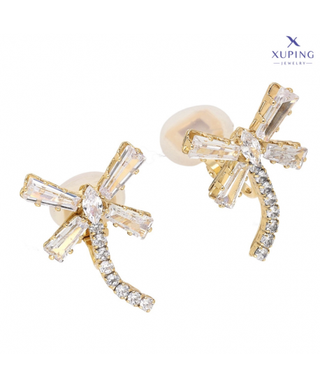 Klipsy stal błyszczące ważki złote