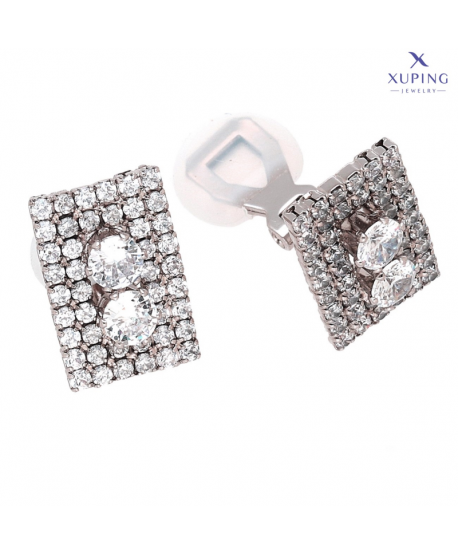 Klipsy stal srebrne błyszczące prostokąty